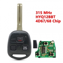 (315Mhz)HYQ12BBT 3 Buttons(PWR) 4D67/68 Chip Remote Key for Toyota TOY48 Blade