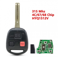 (315Mhz)HYQ1512V 2+1 Buttons(PANIC) 4D4C/67/68 Chip Remote Key for Toyota TOY48 Blade