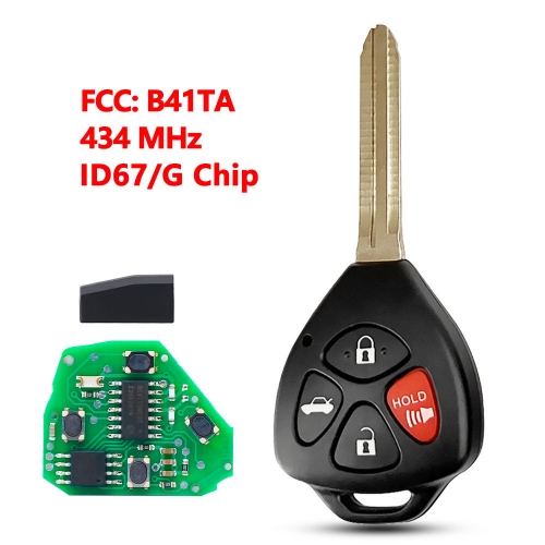 (434Mhz)B41TA 3+1 Buttons G/67 Chip Remote Key for Toyota