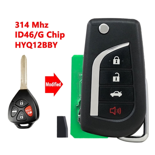 (314Mhz)HYQ12BBY 3+1 Buttons G/67 Chip Flip Remote Key for Toyota