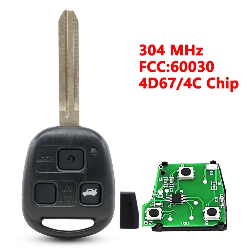 (304Mhz)60030 3 Buttons 4D4C/4D67 Chip Remote Key for Toyota