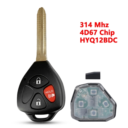 (314Mhz)HYQ12BDC 2+1 Buttons 4D67 Chip Remote Key for Toyota