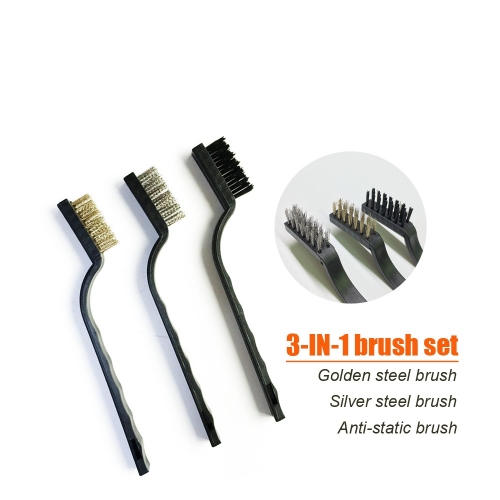 3 IN 1 Steel Anti-static Brush mobile phone motherboard clening repair tool