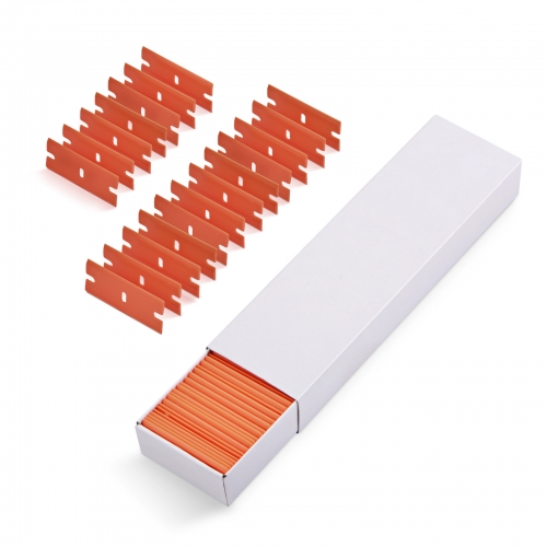 FOSHIO 100pcs Double Edge Plastic Blades for Carbon Fiber Wrap Film Razor Scraper Glue Bubble Remove Squeegee Window Tint Tool