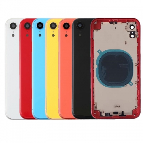 Back Battery Cover with Frame Assembly Replacement For Apple iPhone XR  - Black/White/Blue/Yellow/Red/Coral - AA