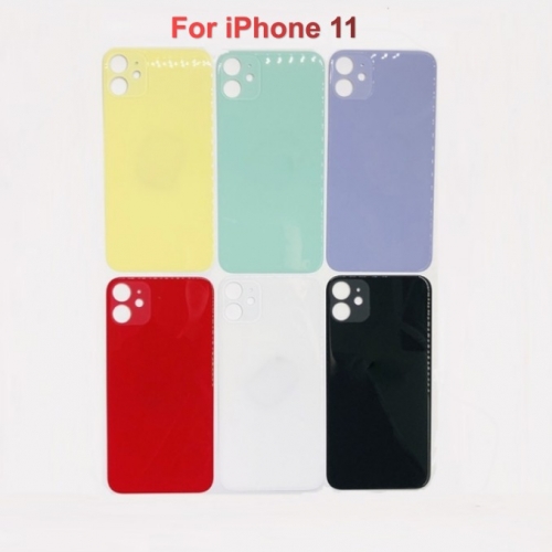 Back Glass Cover With Big Camera Hole Replacement For Apple iPhone 11 - Black/White/Green/Yellow/Purple/Red - AA