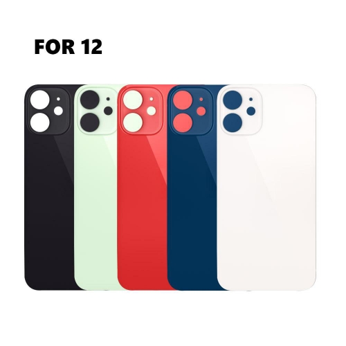 Back Glass Cover With Big Camera Hole Replacement For Apple iPhone 12 - Black/White/Red/Green/Blue - AA