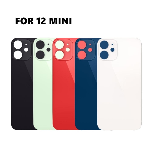 Back Glass Cover With Big Camera Hole Replacement For Apple iPhone 12 Mini - Black/White/Red/Green/Blue - AA