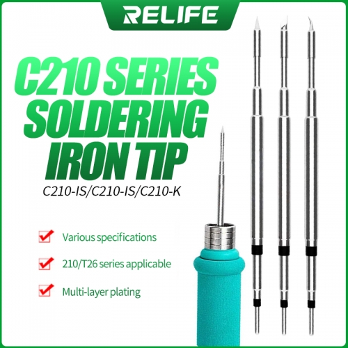 RELIFE RL-C210 Series Soldering Iron Tips for Jabe JBC C210 Sugon T26 Soldering Handle Oxygen-free Copper Electronic Welding