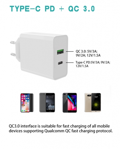 QC 3.0 Quick Charger Type C PD USB Wall Charger For iPhone 12 Fast Charge Travel Adapter
