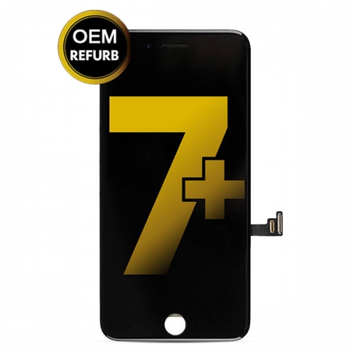 LCD Display and Touch Screen Digitizer Assembly with Frame Replacement For Apple iPhone 7 Plus - Black - OEM Refurb