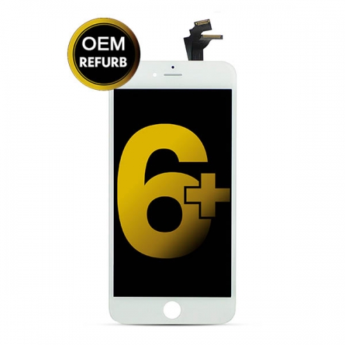 LCD Display and Touch Screen Digitizer Assembly with Frame Replacement For Apple iPhone 6 Plus- White - OEM Refurb