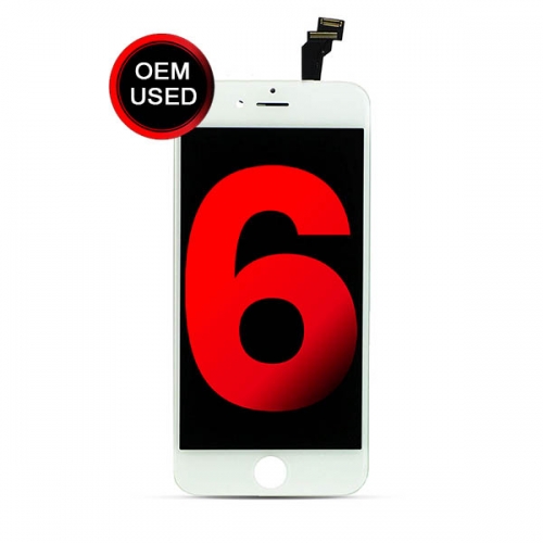 LCD Display and Touch Screen Digitizer Assembly with Frame Replacement For Apple iPhone 6  - White - OEM Used