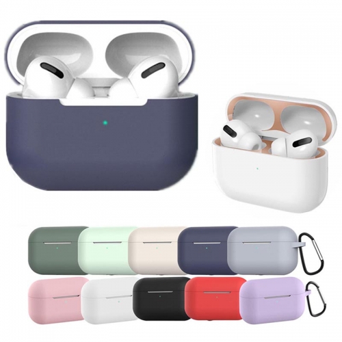 Soft Silicone Shock-Absorbing Protective Case with Keychain for Airpods Pro / AirdPods