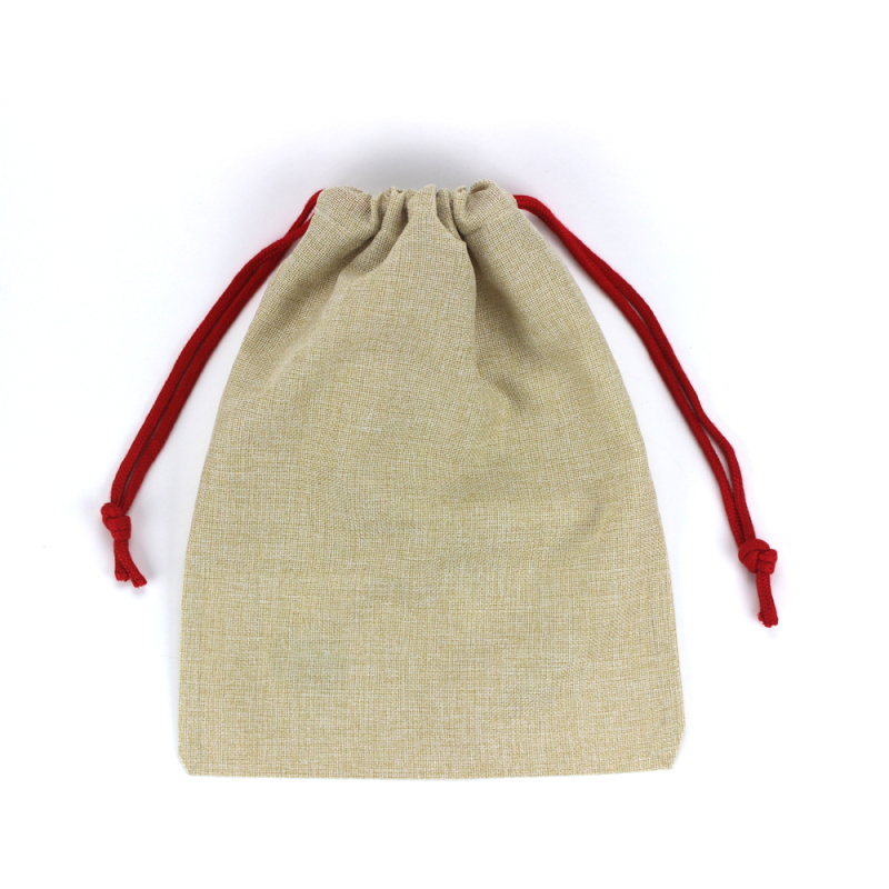 Sublimation Blank Drawstring Santa Sack Cotton Linen Christmas Gift Bag