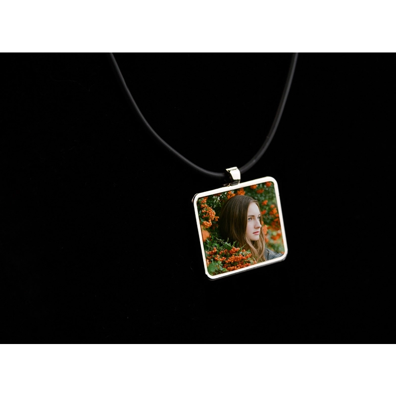 Popular Sublimation Blank Necklace With Leather Cord Square Shape
