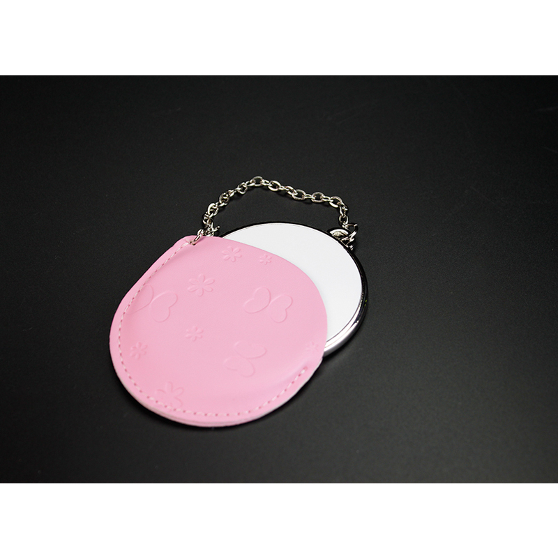 Custom Designs Sublimation Round Hand Mirror With Leather Case