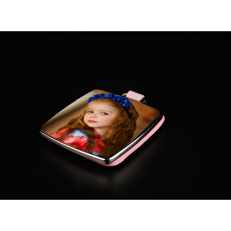 Custom Designs Sublimation Rectangle Hand Flip cover Mirror With Leather Case