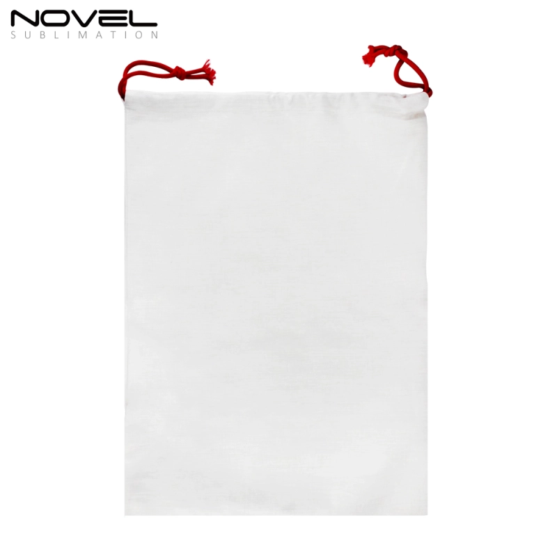 White Custom Blank Fashion Sublimation Printed Linen Drawstring Bag