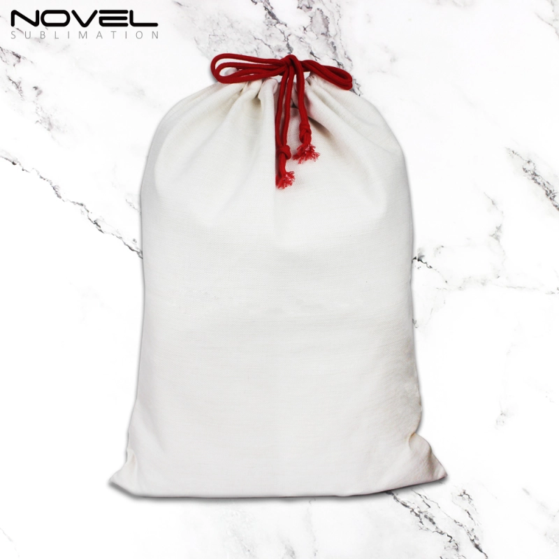White Custom Blank Fashion Sublimation Printed Linen Drawstring Bag