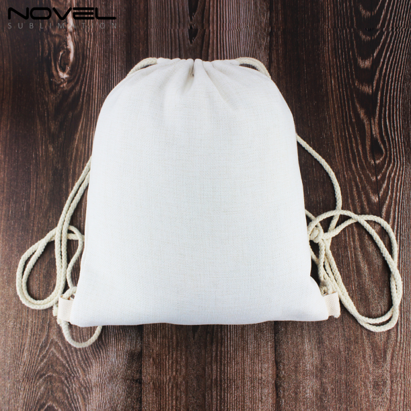 New Fashion Blank Printed Sublimation Linen Drawstring Backpack