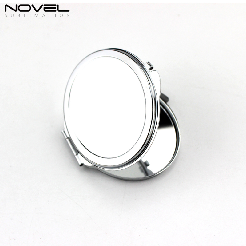 Travel Ladies Sublimation Blank Portable Pocket Round Mirror with White Plate