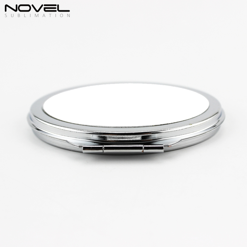 Travel Ladies Sublimation Blank Portable Pocket Round Mirror with White Plate