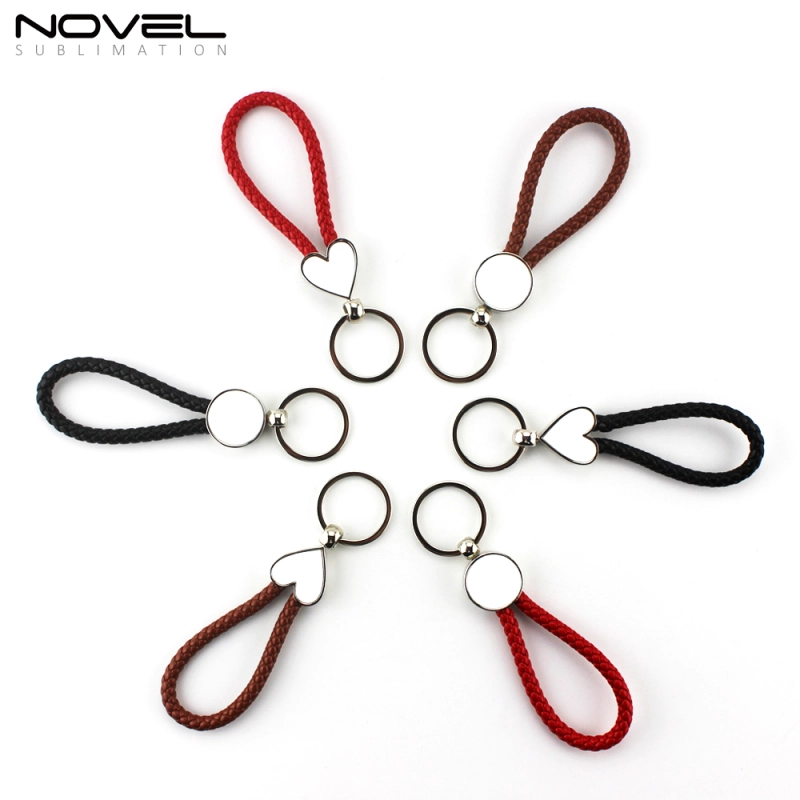 New Arrival Fashionable Hanging PU Rope Keychain Round Keyring