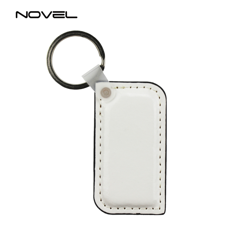 High Quality Double Side Printing Blank Round PU Leather Keychain