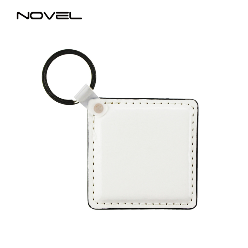 Personality Fashion Sublimation Blank Square PU Leather Keychain