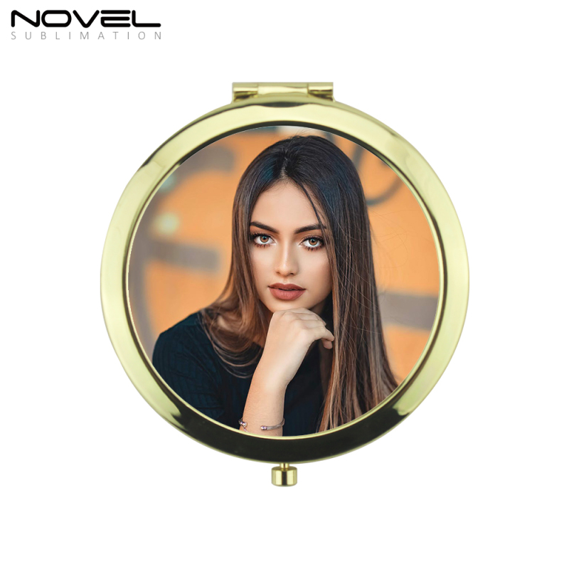 Personalized Designs Printing Blank Stainless Steel Double Side Mini Makeup Mirror with White Plate