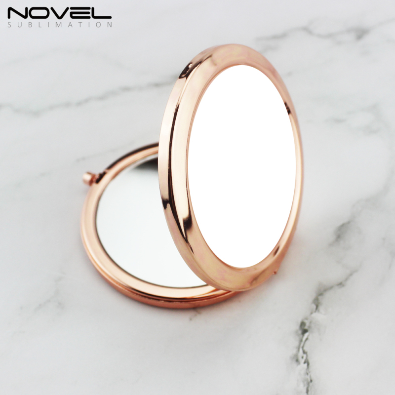 Personalized Designs Printing Blank Stainless Steel Double Side Mini Makeup Mirror with White Plate