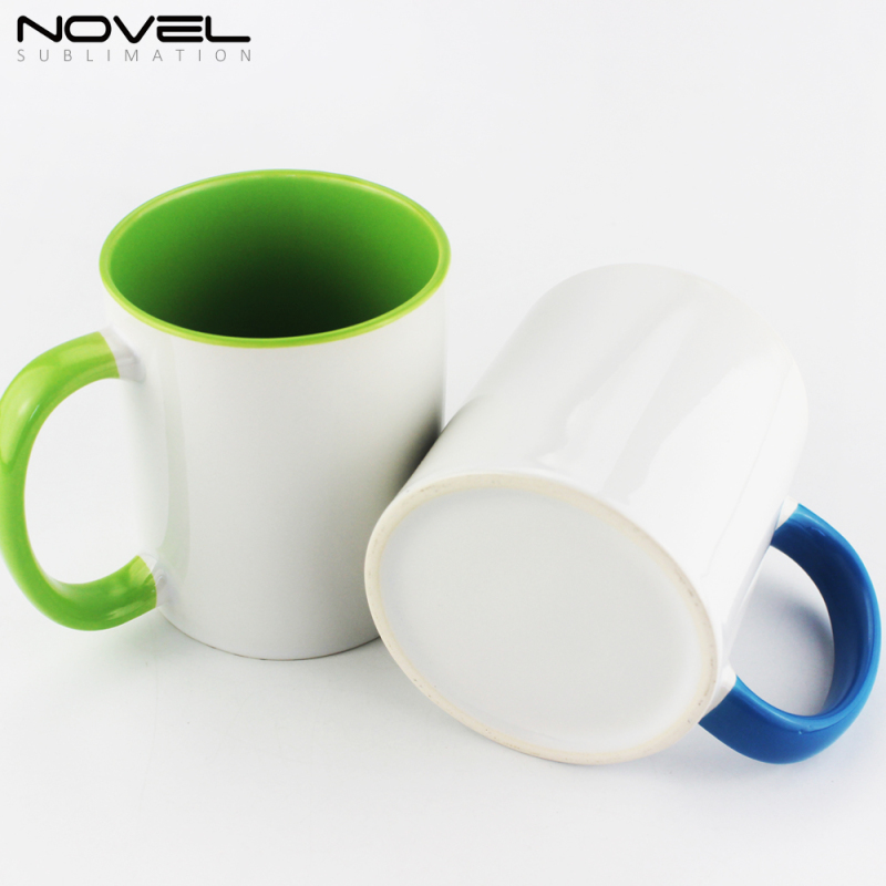 High Quality Sublimation White Blank 11oz fringe and inside color mug