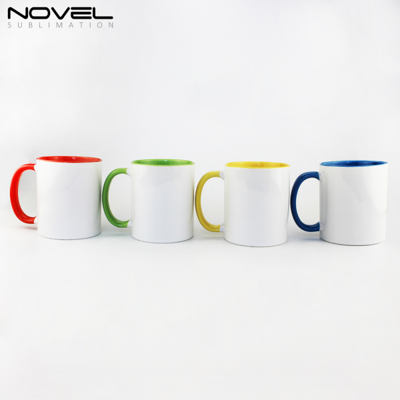 High Quality Sublimation White Blank 11oz fringe and inside color mug