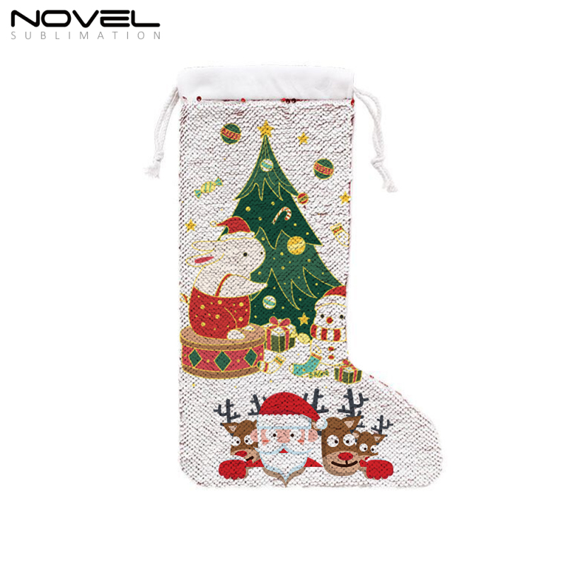 Sublimation Blank Christmas Decoration Christmas Magic Sequins Linen Sock