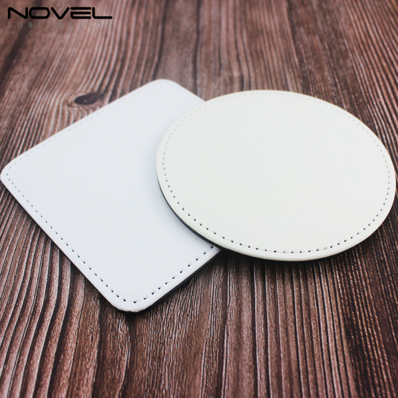 High Quality Diy Pattern Sublimation Blank PU Leather Coaster