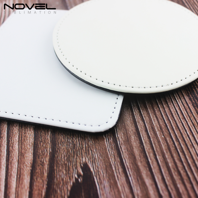 High Quality Diy Pattern Sublimation Blank PU Leather Coaster