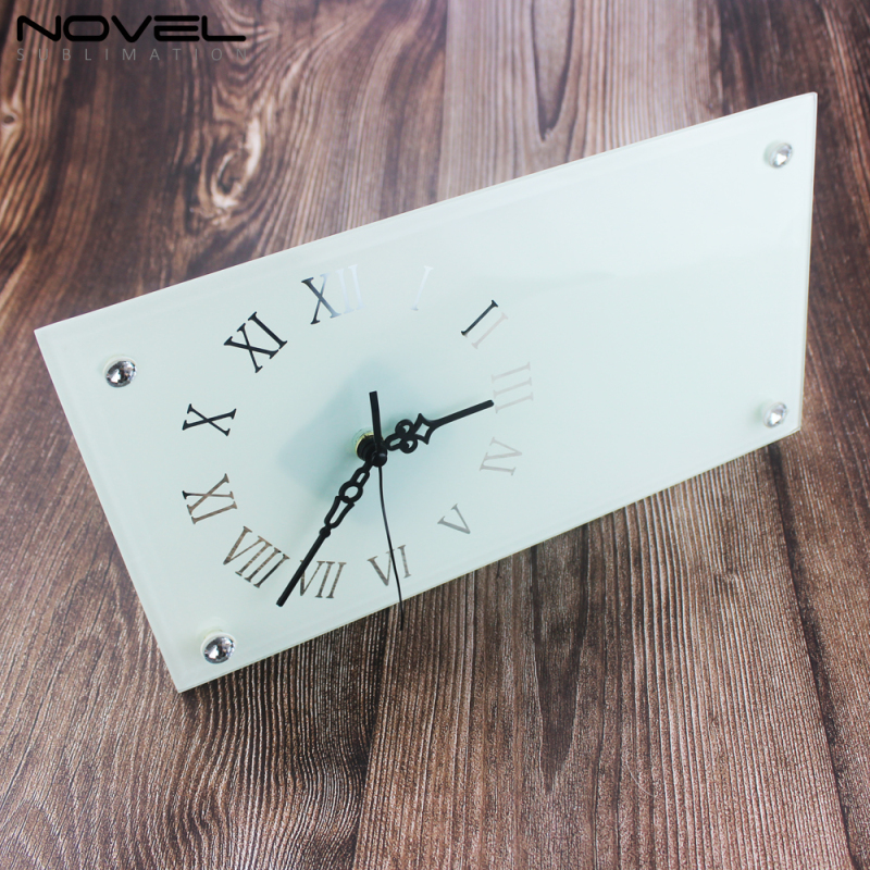 High Quality Sublimation Blank Transparent 12'' Rectangle Glass Clock