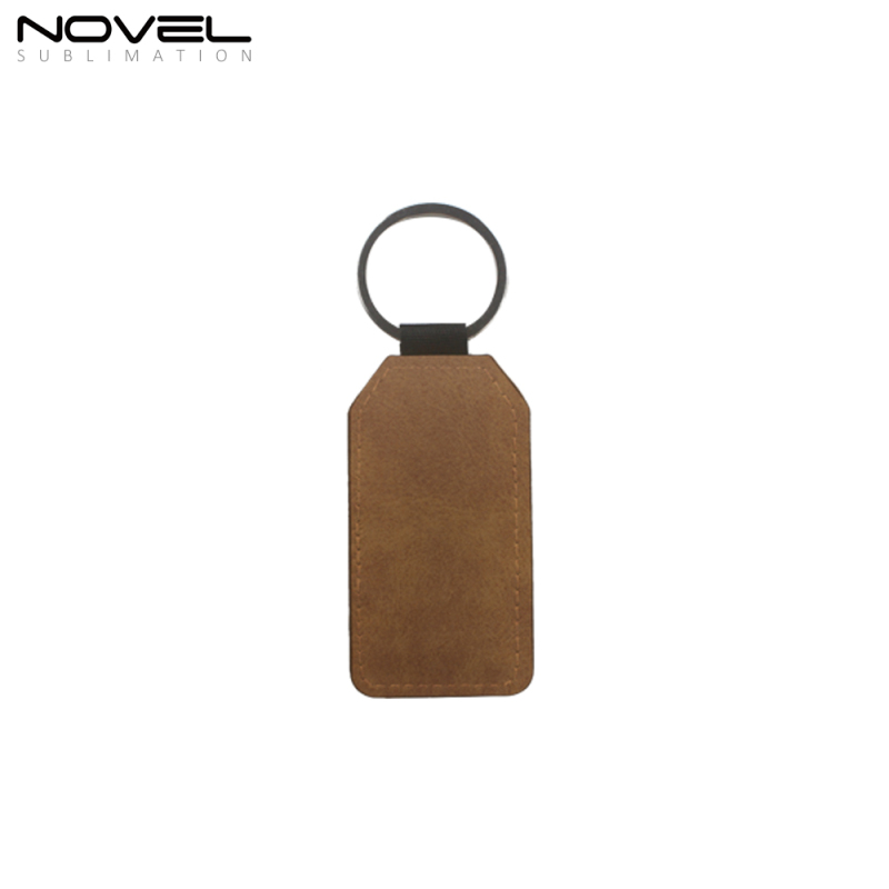 New arrival Double Side Printing Blank Sublimation Pu Leather Keychain Barrel Shape