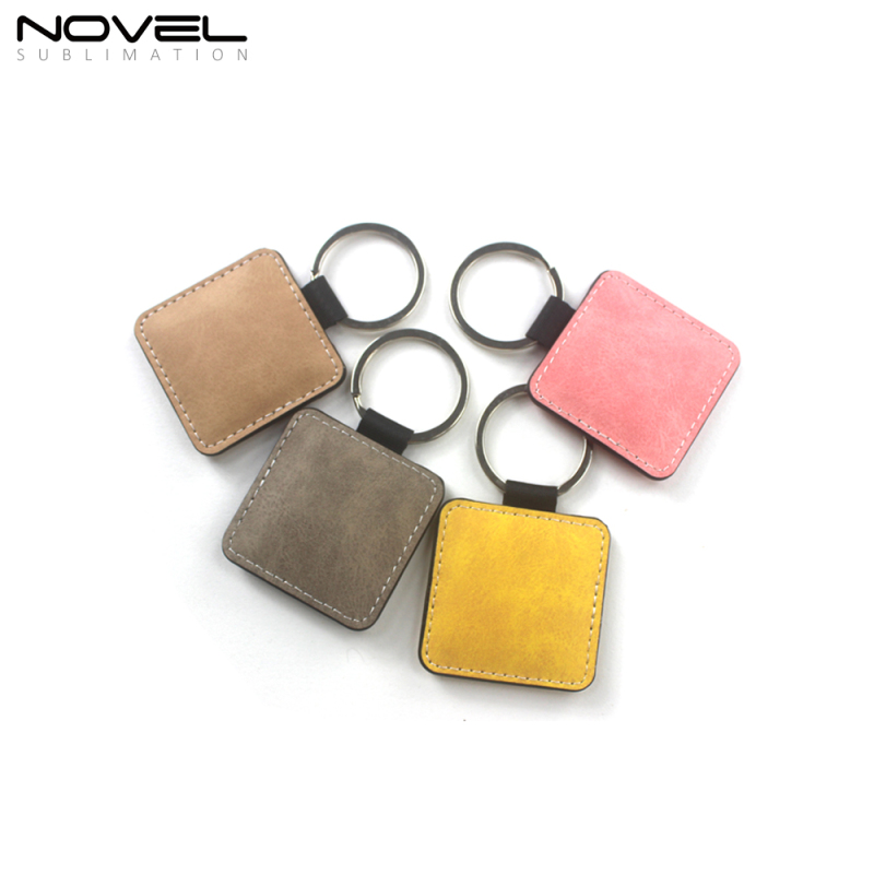 New Arrival Double Side Printable Colorful Blank Sublimation Pu Leather Keychain For Gift