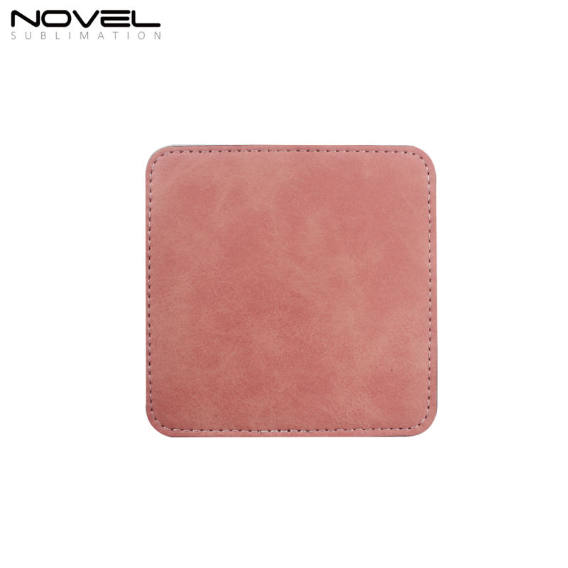 Houseware One Side Printable Colorful PU Coaster Square Shape