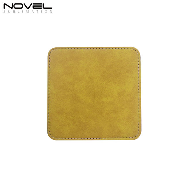 Houseware One Side Printable Colorful PU Coaster Square Shape