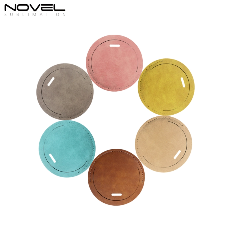 New Arrival Blank Sublimation Colorful Round PU  Luggage Tag