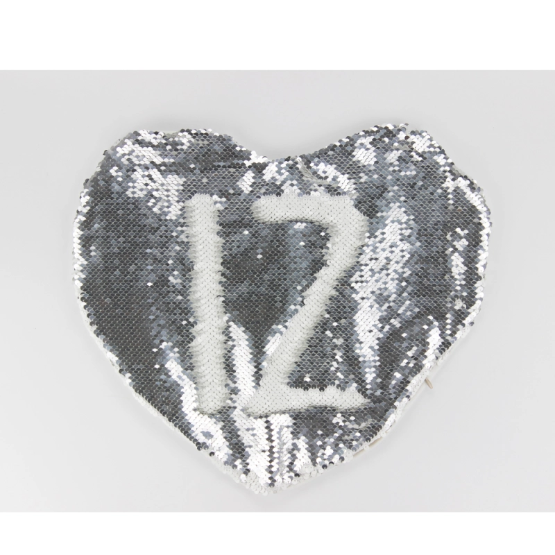 Party Decoration Custom Printing Double Printable Short Plush Magic Sequins Heart Pillow Cover