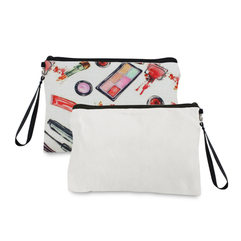 Custom Printable Cosmetic Bag Chic Ins Convenient Blank Sublimation Cotton Linen Cosmetic Bag