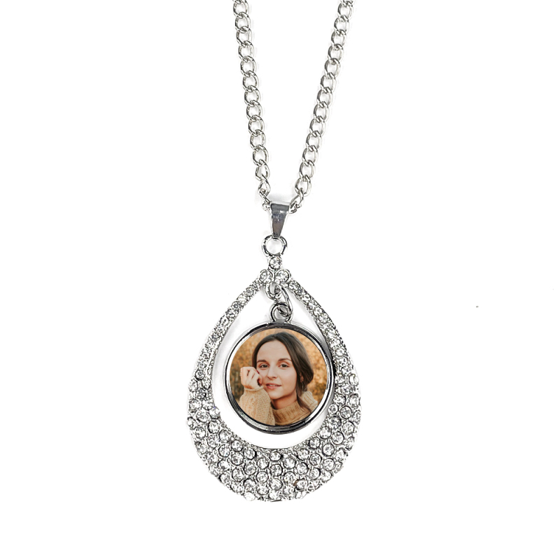 Custom Design Heat Press Sublimation Printable Water Drop Diamond Necklace Girl Jewelry
