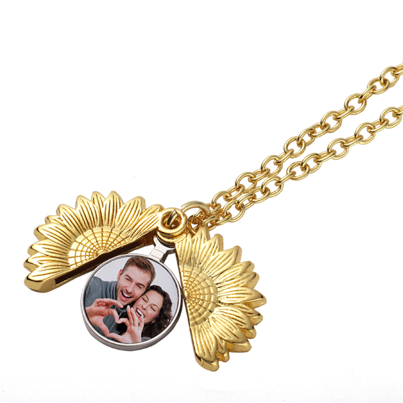 Sublimation Blank Chain Necklace Girl Jewelry Customized Photo Fashion Sunflower Necklace
