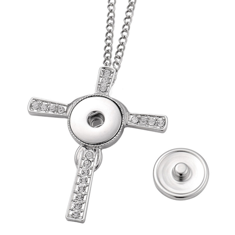 Street Fasion Personality Design Heat Press Sublimation Printable Blank Cross Diamond Necklace