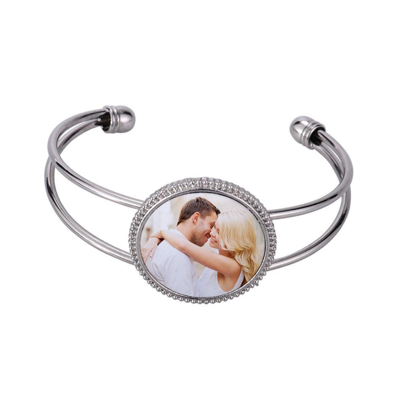 Custom Printing Sublimation Blank DIY Open with Round Ornament Bracelet