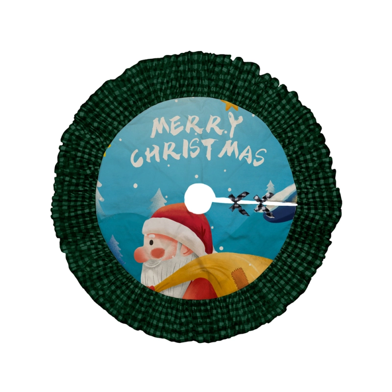 Wholesale Personalized Custom Logo Xmas Christmas Tree Skirt For Christmas Decoration Dye Sublimation Blanks